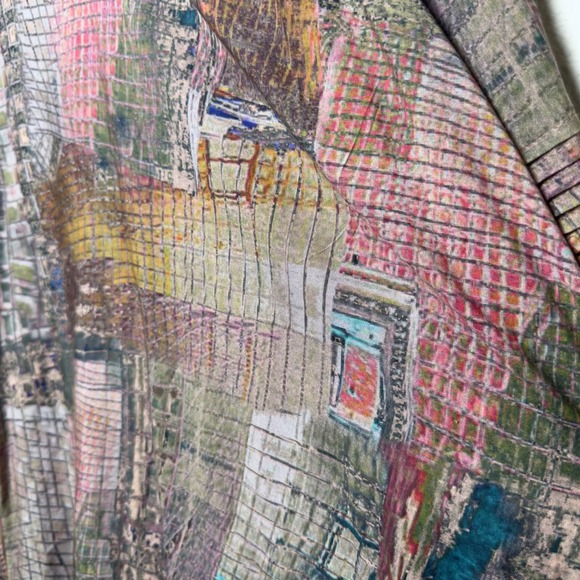 Tolani Collection Women Patchwork Peasant Blouse Large Multicolor Abstract Artsy - Picture 6 of 7